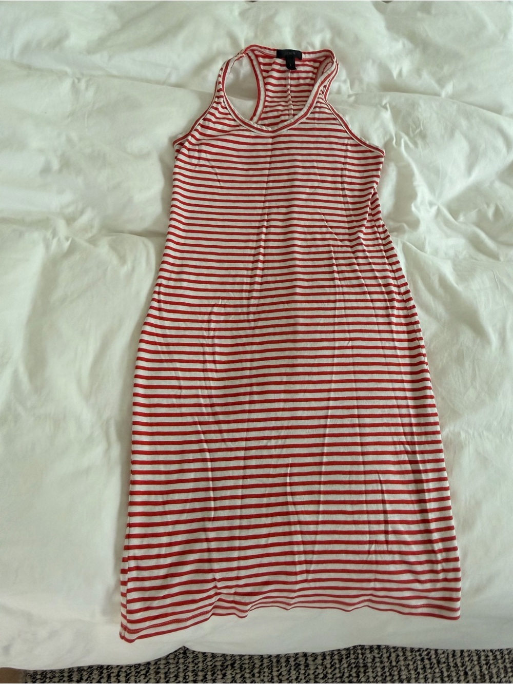 J. Crew Red and White Striped Racerback Tank Dress